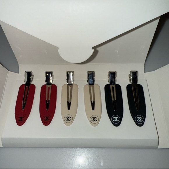 New CHANEL Beauty Red, Cream & Black hair pins set of 6 - Picture 2 of 5